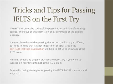 Tricks And Tips For Passing Ielts On The First Try By Edustargroup Issuu