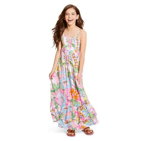 Lilly Pulitzer For Target Girls Maxi Dress Nosie Posey Long Pink