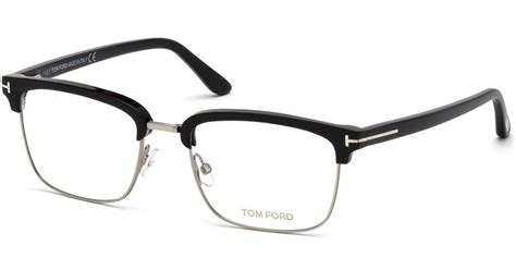 tom ford men s square metal plastic half rim optical glasses silvertone hardware in black for