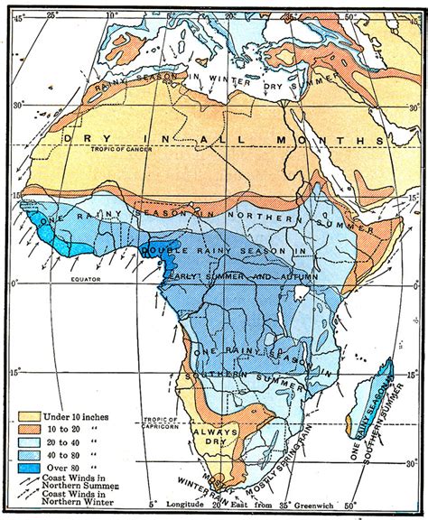 Longman's, green and co., ltd. Jungle Maps: Map Of Africa Rainfall