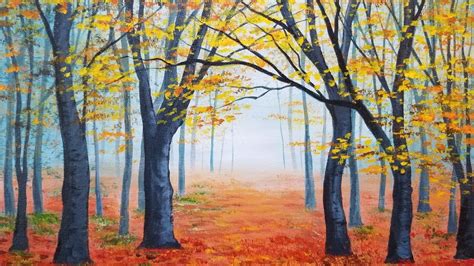 Easy acrylic painting ideas for beginners on canvas. Easy Autumn Forest Landscape Acrylic Painting LIVE ...