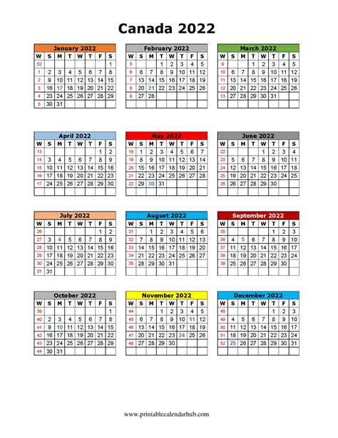Printable 2022 Canada Calendar With Holidays Printable Calendar Hub