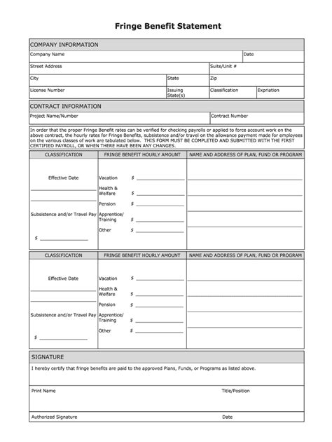 Fringe Benefit Statement Fill Out And Sign Online Dochub