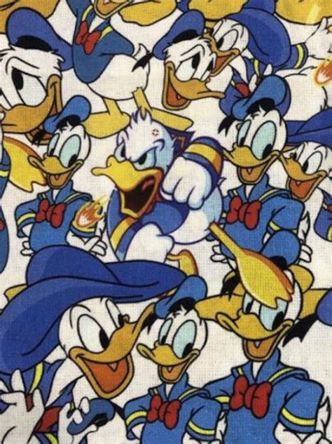 Donald Duck Collage 100 Cotton Fabric Fat Quarter Tumbler Cut Etsy