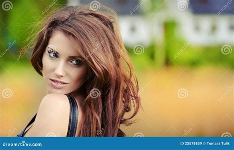 Woman Posing In Front Of Her Residence Stock Image Image Of Person