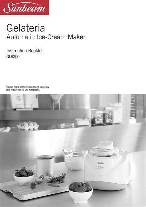 Sunbeam Gl8200 Frozen Dessert Maker User Manual Manualzz