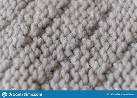 Handmade Grey Knitting Wool Texture Background Close Up Stock Photo