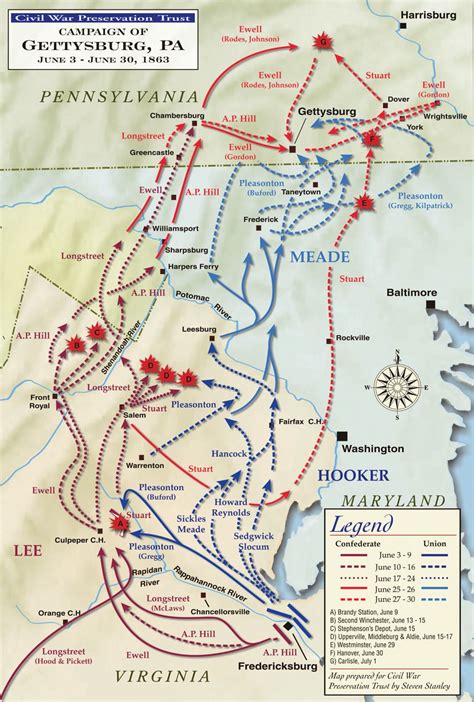 Gettysburg Civil War Battlefield Map