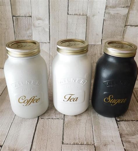 Washi tea canister red and gold sakura. Grey Black or White Kitchen Canister Jars, Tea Coffee ...