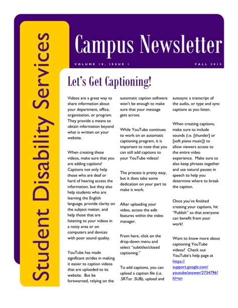 Campus Newsletter Lets Get Captioning