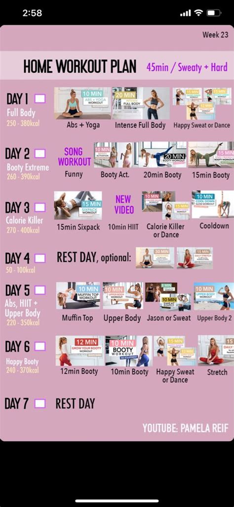 B o o t yl i c i o u s monday 4 5 m i n p e r d a y abs+ upper body booty + abs 3&45%: Pamela Reif Workout Plan in 2020 | Intense workout plan ...
