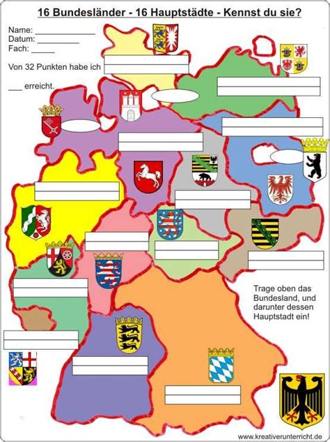 16 Bundesländer-16 Hauptstädte - 16 federal states of Germany | Schule, Unterricht schule ...