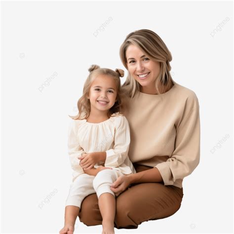 Happy Thanksgiving Day Mother And Daughter Sitting Fall Foliage