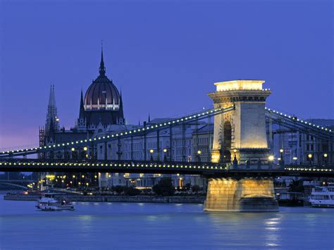 Travel Trip Journey Széchenyi Chain Bridge In Budapest Hungary