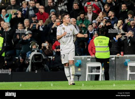 Real Madrids Lucas Vazquez Celebrates A Goal During La Liga Match