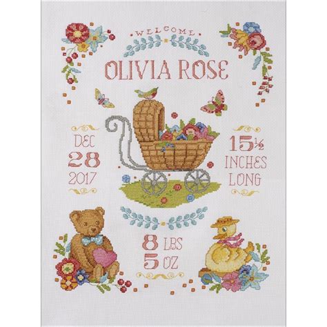 Sweet Baby Birth Record Counted Cross Stitch Kit 14 Count 105 X 13