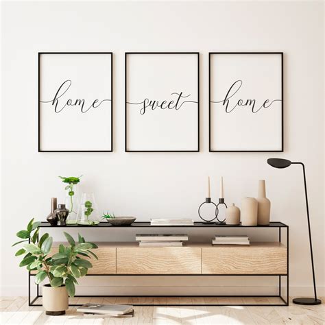 Sweet Home Wall Decor Sweet Home Sign Set Of 3 Printable Etsy
