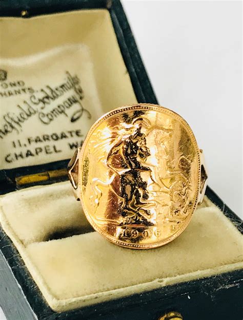 Antique 22ct Gold Edward Vii Half Sovereign Ring 1906 Reserved
