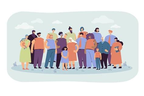 Multinacional Multitud De Personas De Pie Juntos Ilustración Plana