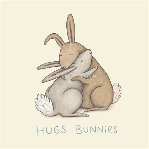 Hugs Bunnies By Sophie Corrigan Hugging Drawing Bunny Poster Framed