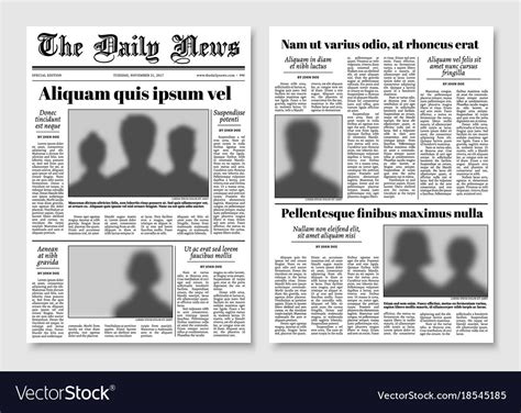 All vector graphics scalable and editable without any loss of quality. Paper tabloid newspaper layout editorial Vector Image