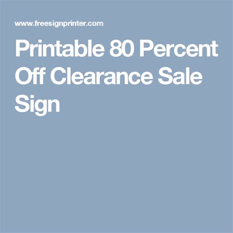 Printable 80 Percent Off Clearance Sale Sign Clearance
