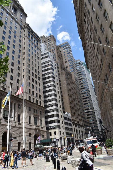 Skyscrapers Or Tall Buildings On Wall Street In Manhattan Nyc