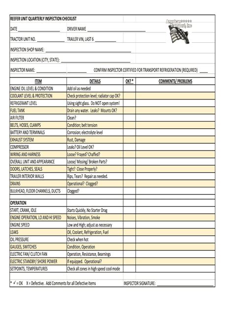 Reefer Container Inspection Checklist Fill Out And Sign Online Dochub