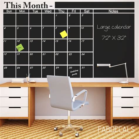 Large Office Wall Calendar Vinyl Decal Blackboard Wall Etsy
