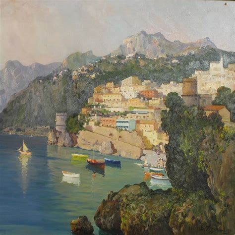 20th Century Italian Painting Depicting The Amalfi Coast By Guglielmo