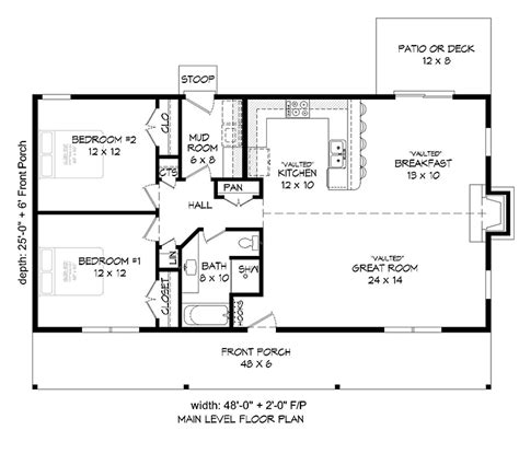 Bedroom Bath Ranch Floor Plans Floorplans Click