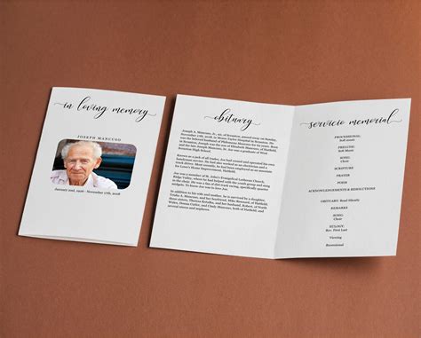 Funeral Program Template Printable Memorial Service Pamphlet Etsy