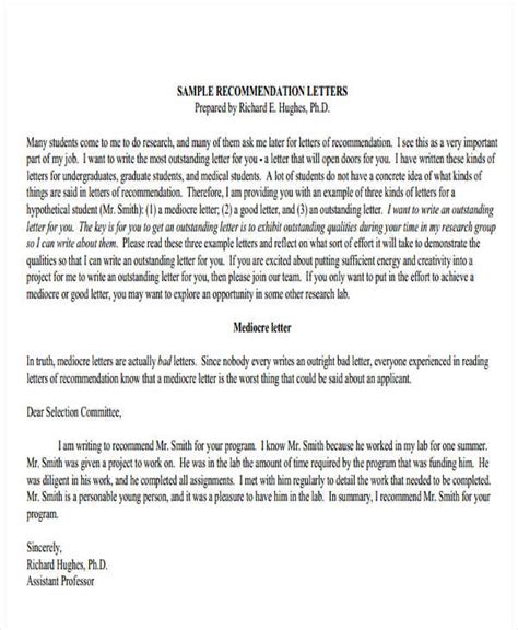 6 Letter Of Recommendation Template Sample Function Template