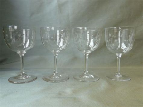 4 antique victorian star etched crystal wine glasses £45 00 bin fpp crystal wine glasses