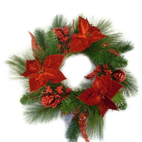 Holiday Time 20 Red Poinsettia Wreath