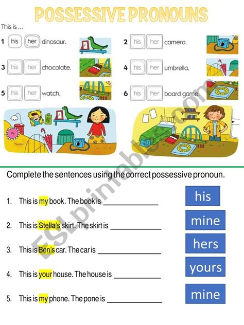 Possessive Pronouns Esol Worksheet You Can Do The Exercises Online Or