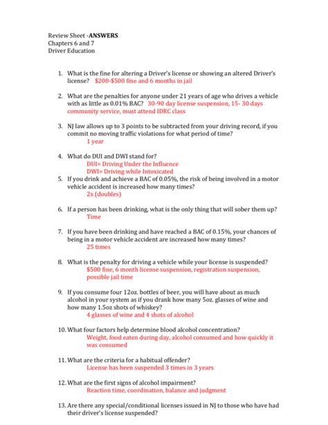 40 Drivers Ed Chapter 5 Worksheet Answers Marandarocco