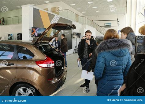 New Russian Car Lada Xray Which Was Submitted On 14 February 2016 In The Showroom Severavto