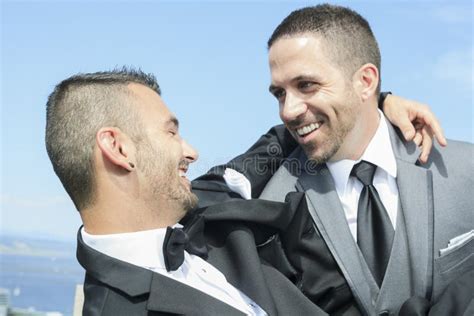 Loving Gay Male Couple On Their Wedding Day Stock Image Image Of
