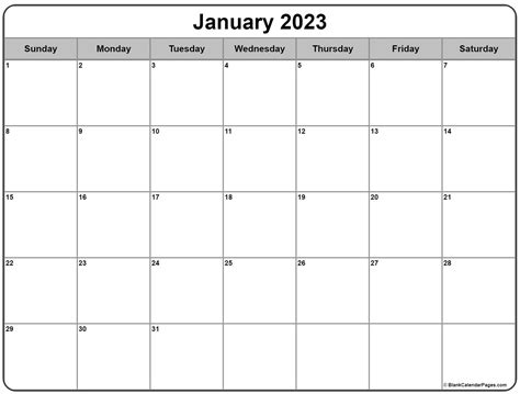 Blank January 2023 Calendar Printable Printable Blank World