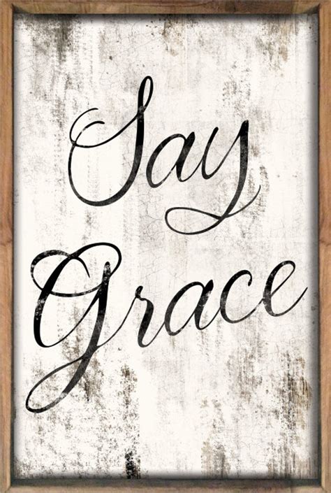 Say Grace Typography Handmade Wooden Sign Framed Out In Wood Etsy