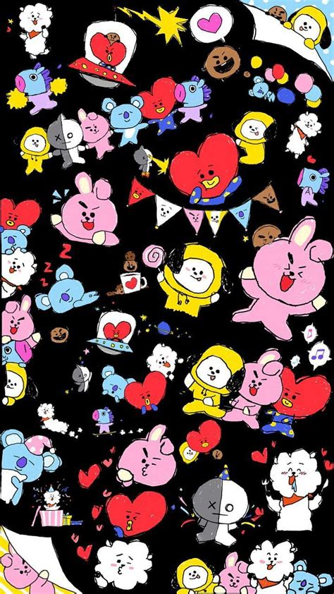 Bts Bt21 Cartoon Glitter Kpop Patterns Hd Phone Wallpaper Peakpx