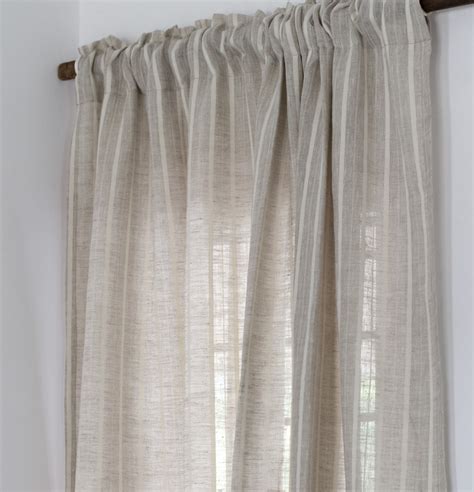 Buy Fine Stripes Linen Semi Sheer Curtain Beigewhite Thoppia