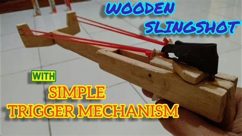 Making Wooden Slingshot Gun With Simple Trigger Mechanism Youtube