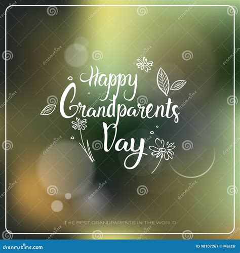 Happy Grandparents Day Greeting Card Colorful Banner With Text Stock