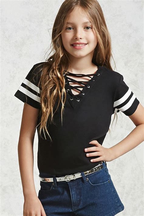 Forever 21 Girls A Knit Top Featuring A Lace Up Front With Grommets