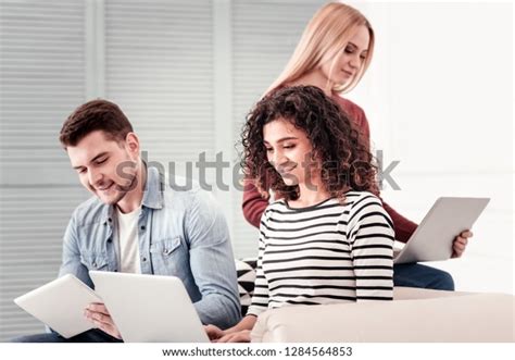 Digital Natives Smart Young People Sitting Stock Photo 1284564853