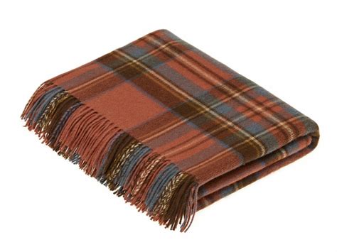 Tartan Plaid Merino Lambswool Throw Blanket Antique Royal Stewart