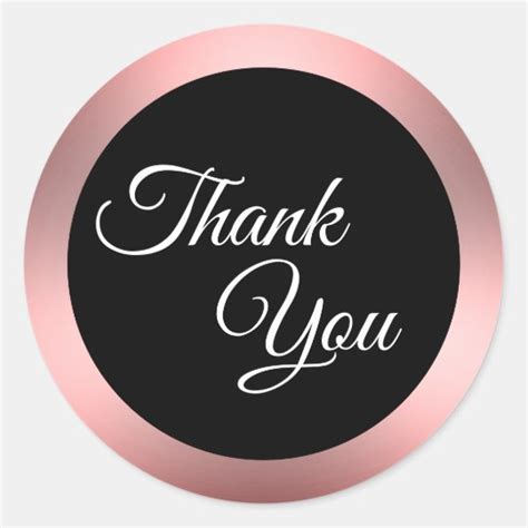 Elegant Black White And Pink Thank You Classic Round Sticker