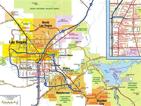 Large Detailed Road Map Of Las Vegas City With Airports
